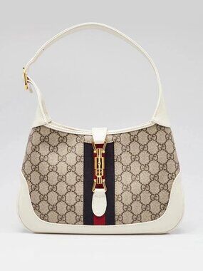 Gucci Beige/White GG Supreme Canvas Jackie 1961 Small Shoulder Bag